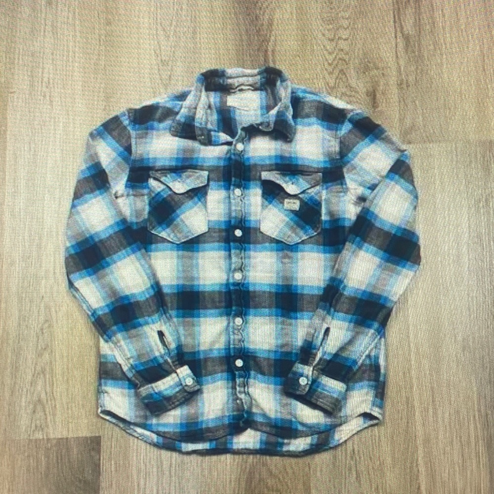Denim & Supply Ralph Lauren Blue and White Plaid Shirt